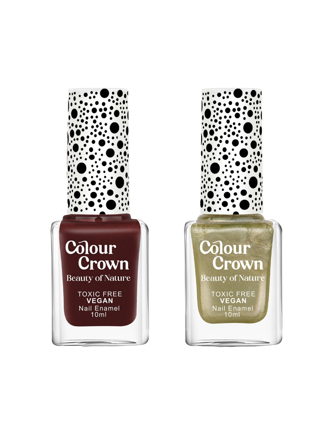 CROWN Beauty Of Nature Set Of 2 Long Wear Glossy Nail Polish- 10 ml Each - Velvet Luxe