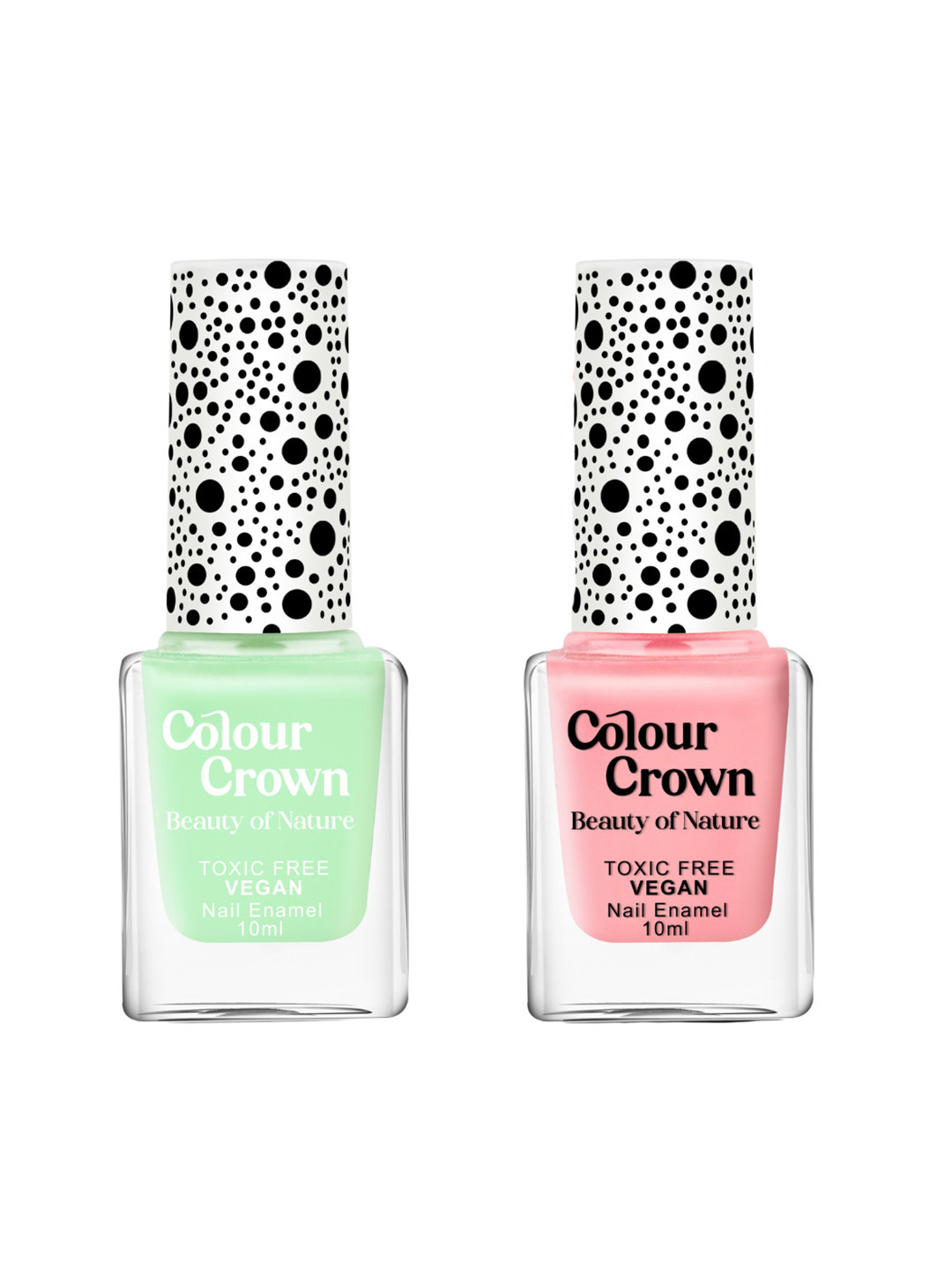 CROWN Beauty Of Nature Set Of 2 Longwear Glossy Nail Polish- 10 ml Each - Watermelon