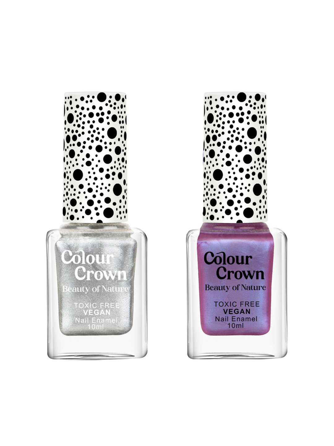 CROWN Beauty Of Nature Set Of 2 Long Wear Glossy Nail Polish- 10 ml Each - Lit Lilac