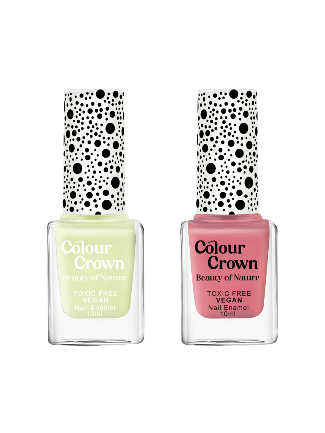 CROWN Beauty Of Nature Set Of 2 Longwear Glossy Nail Polish- 10 ml Each - Peach & Lime Duo