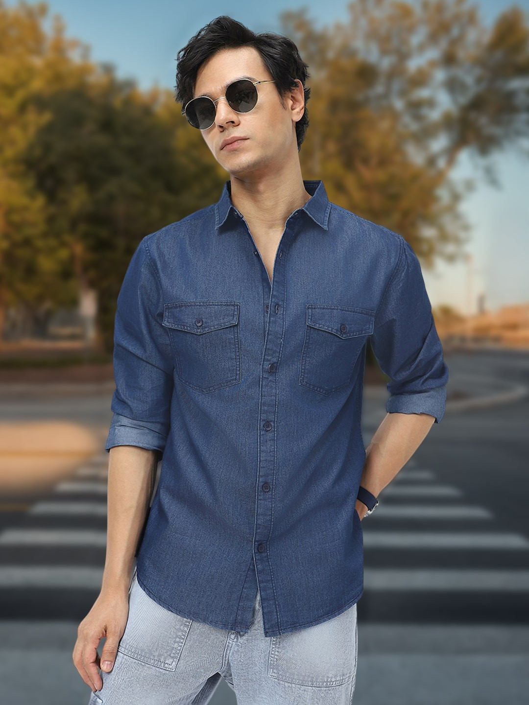 Urbano Fashion Men Full Sleeve Regular Fit Casual Denim Shirt