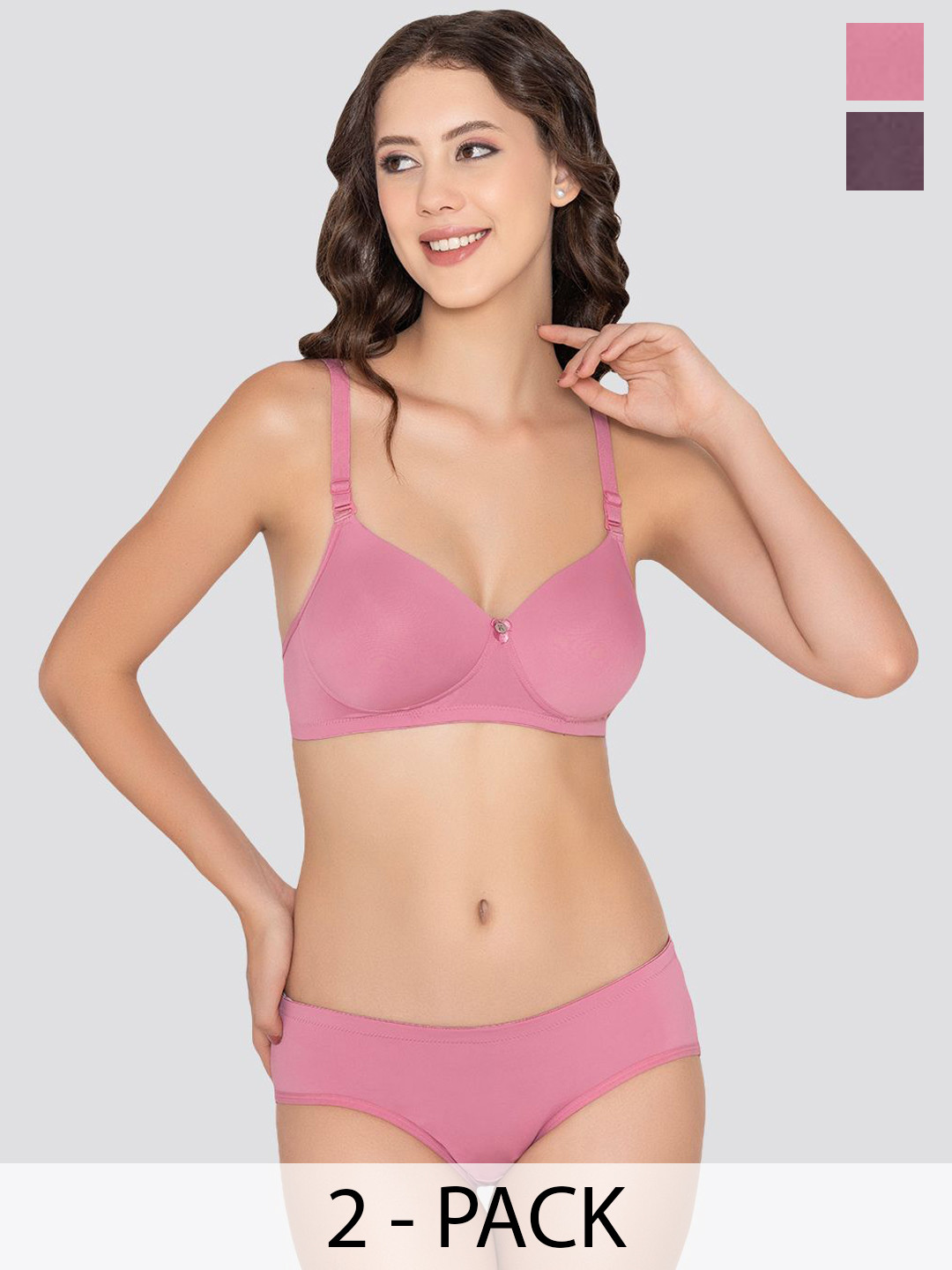 K LINGERIE Pack of 2 Della Super Stretchable Padded Lingerie Set BLSH-DVL