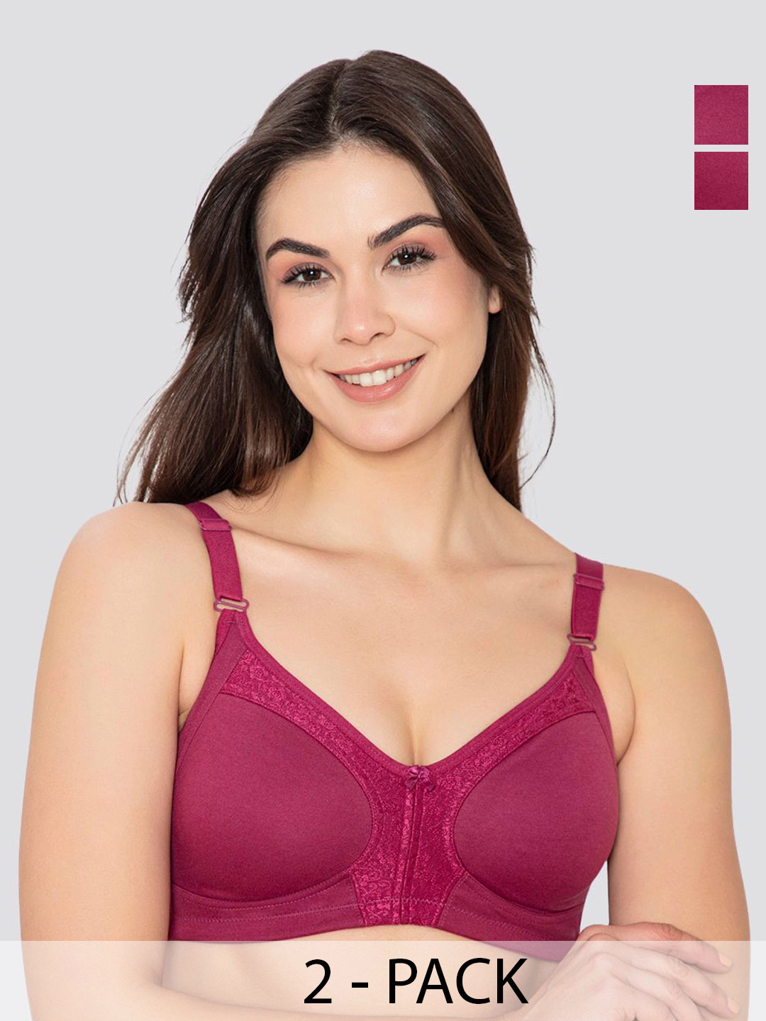 K LINGERIE Leona Pack of 2 Full Coverage Everyday Lace Bra RBD-RBD