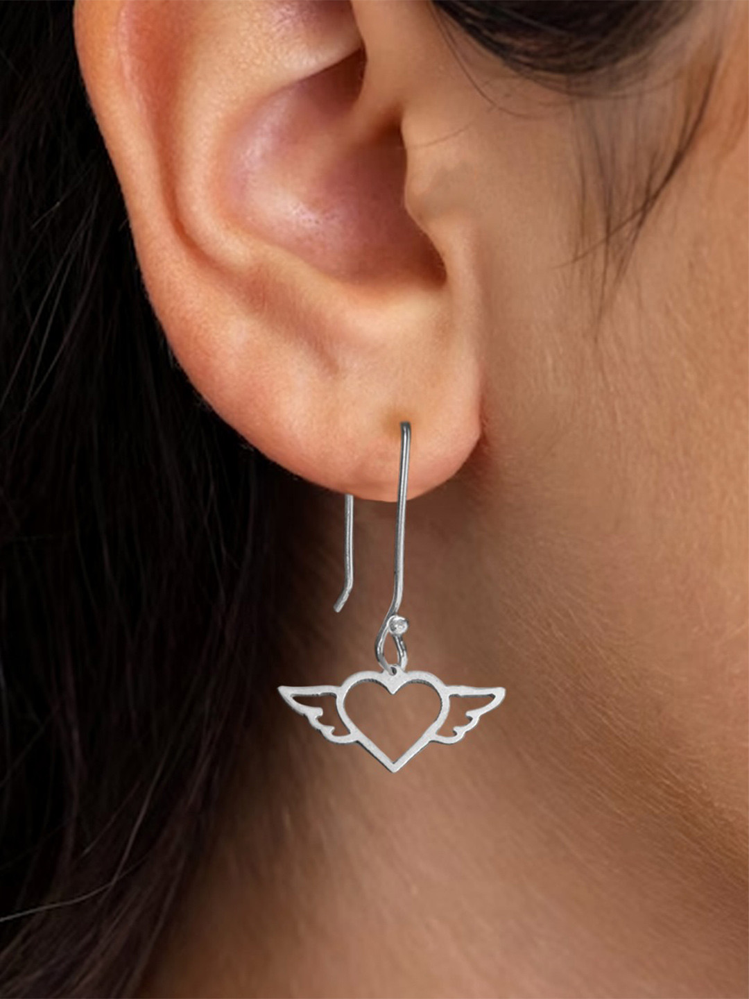 Sangria Love's Glow 925 Sterling Silver Heart Shaped Drop Earrings