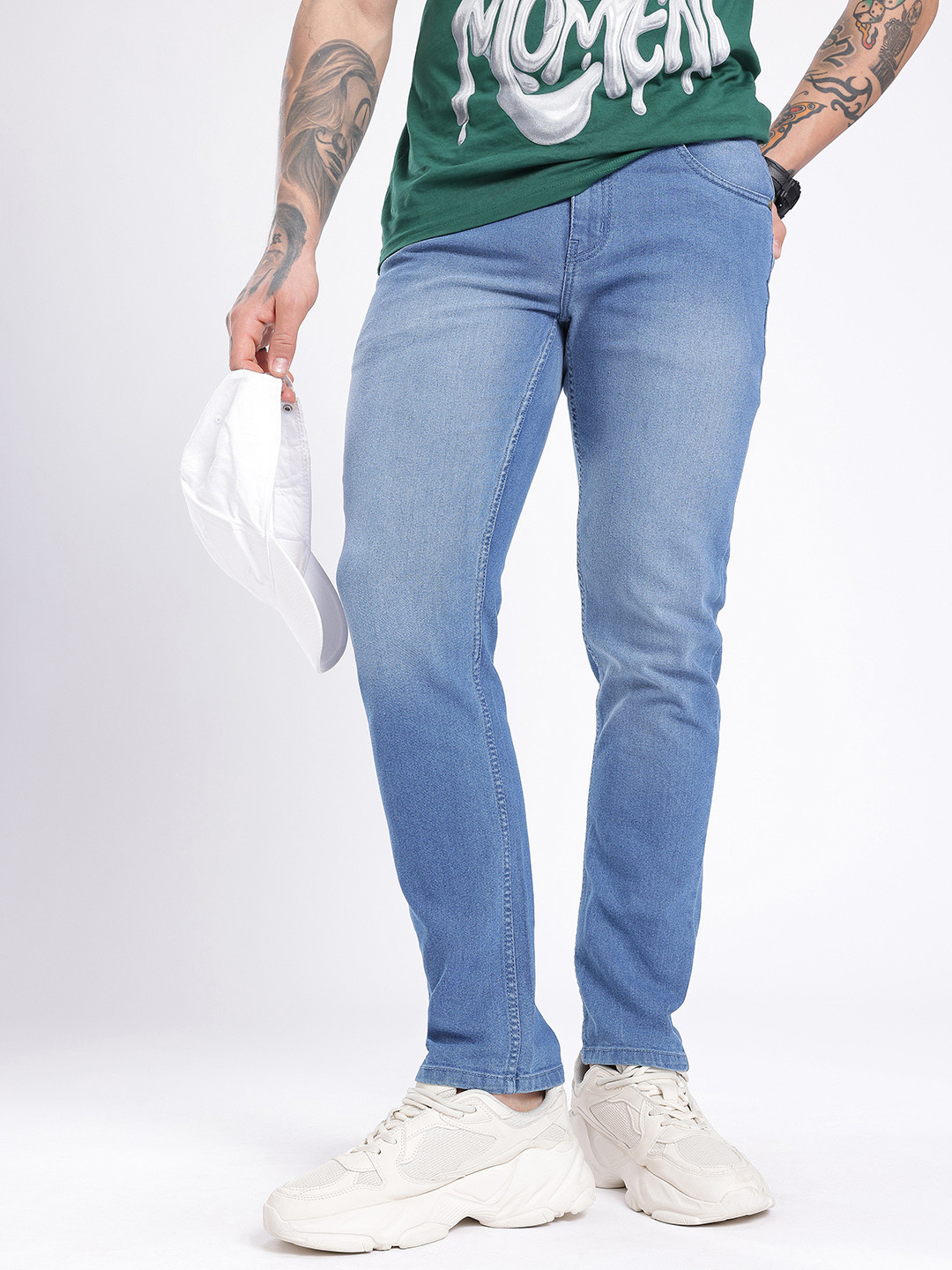 glitchez Men Slim Fit Medium Shade Jeans