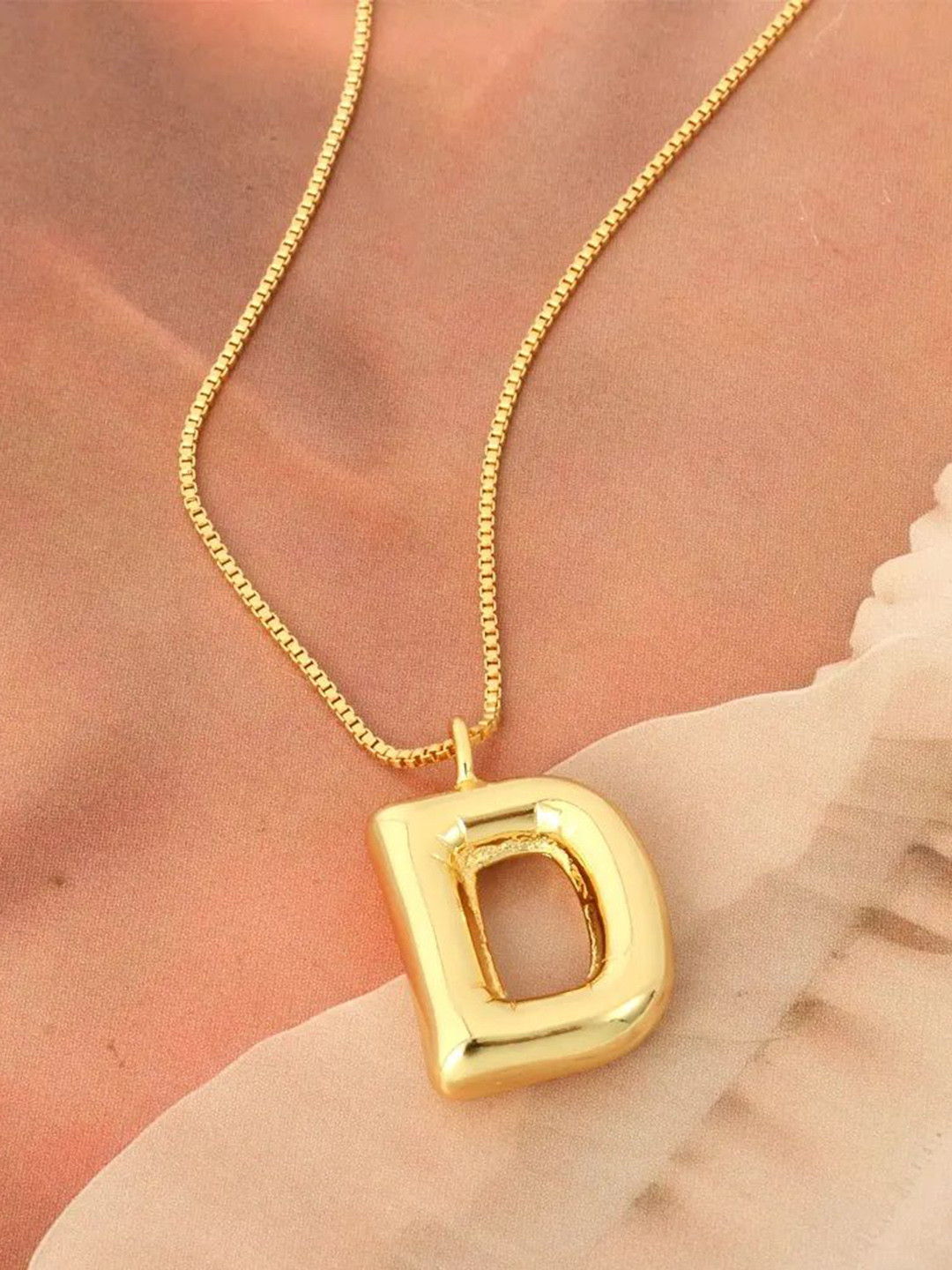 DIVASTRI Gold-Plated Anti-Tarnish D Initial Alphabet Stainless Steel Pendant With Chain
