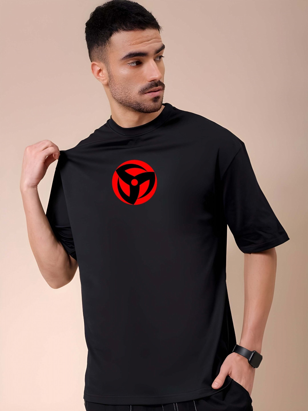 KAIDO Naruto Anime Printed Round Neck Pure Cotton Relaxed Fit T-shirt