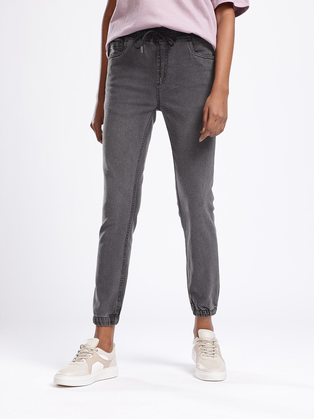 glitchez Women Light Fade Jogger Cropped Stretchable Jeans