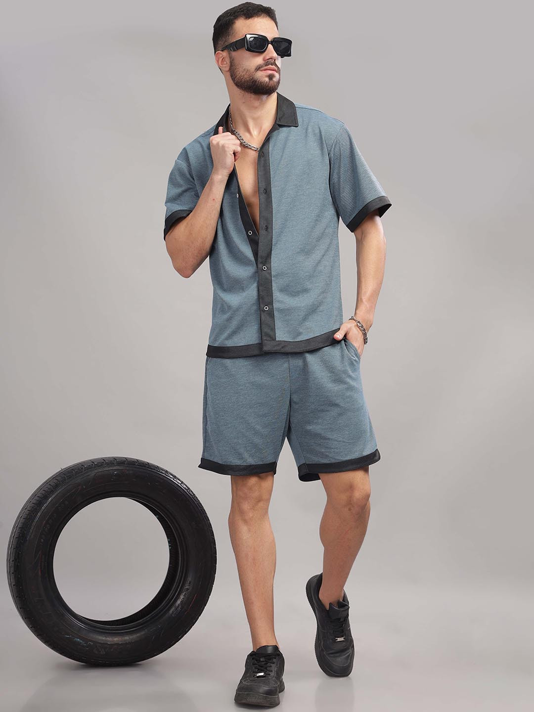 TRIBE Short Sleeves Shirt With Shorts