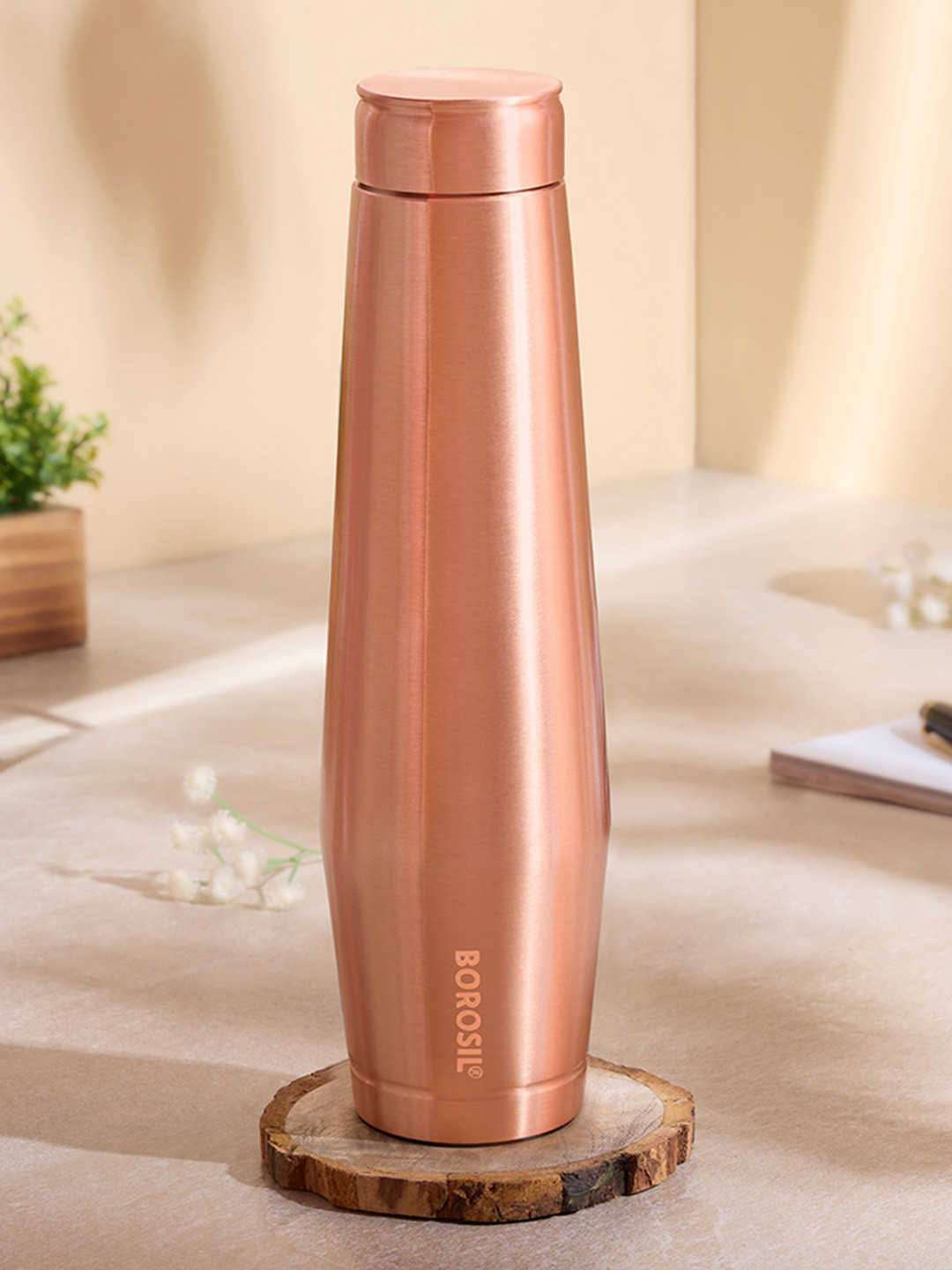 BOROSIL Rose Gold Solid Copper Spill Proof Water Bottle - 900ml