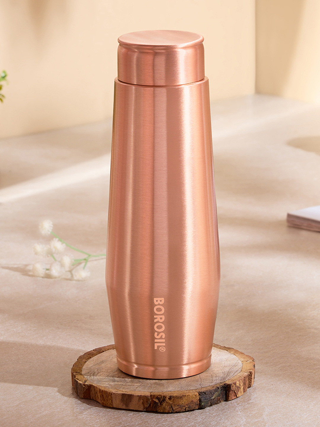 BOROSIL Orra-Plain Bronze Solid Copper Spill Proof Water Bottle - 600ml