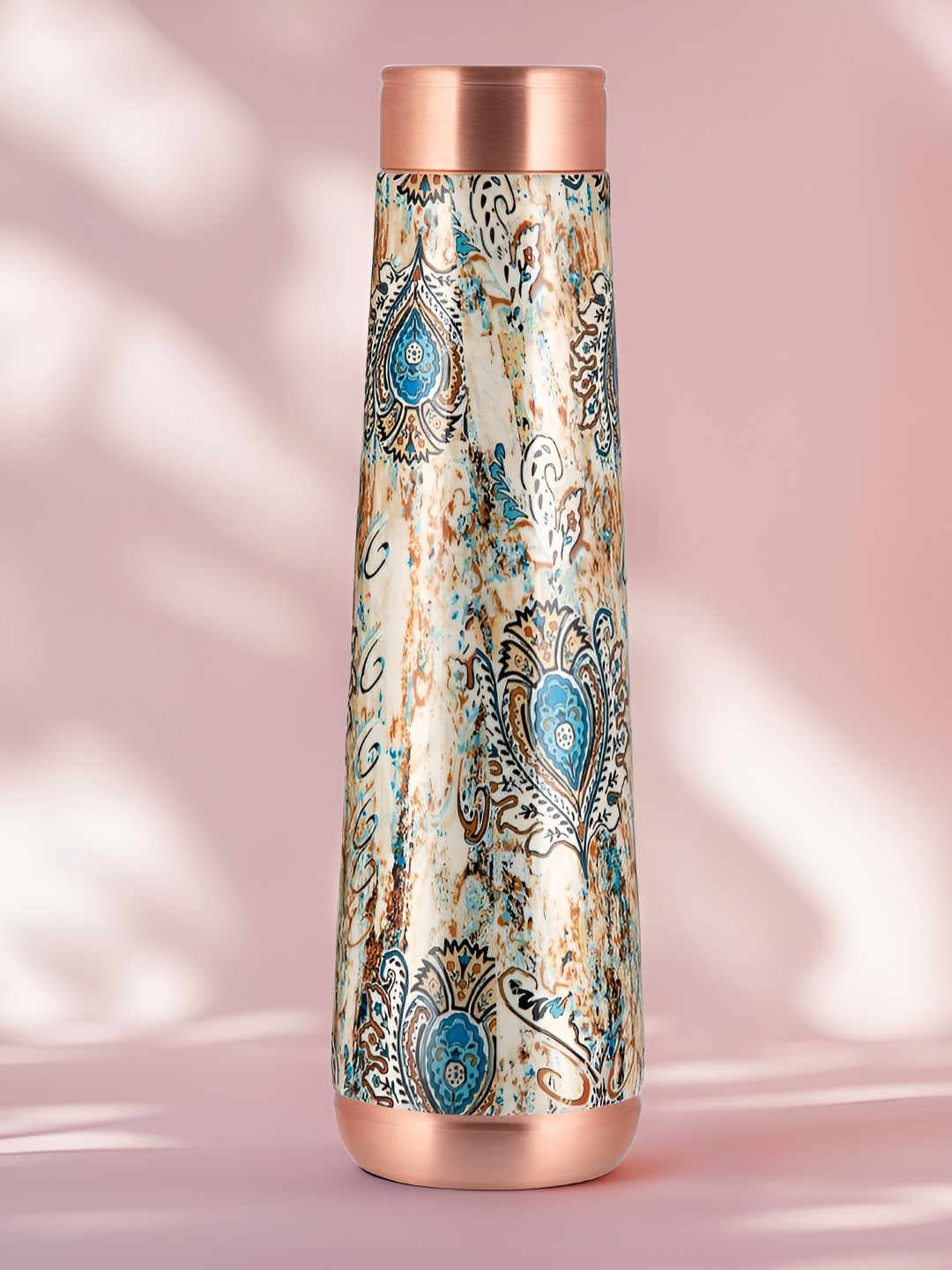 BOROSIL Arth-Maya Cream Paisley Copper Spill Proof Water Bottle - 800ml