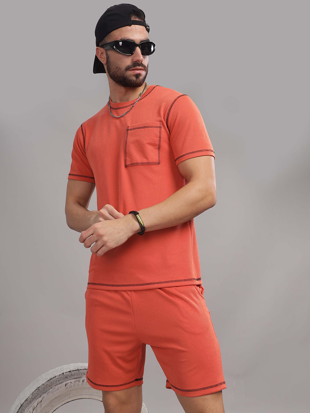 TRIBE Round Neck T-Shirt With Shorts
