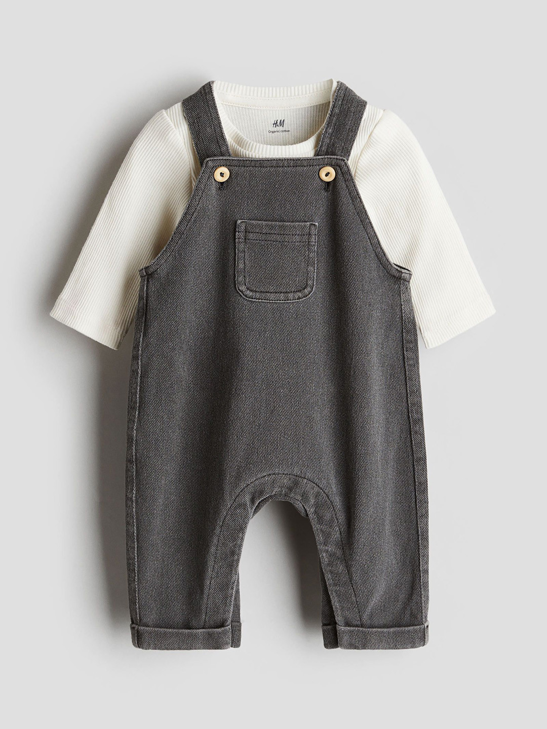 H&M 2-Piece Dungarees And Bodysuit Set