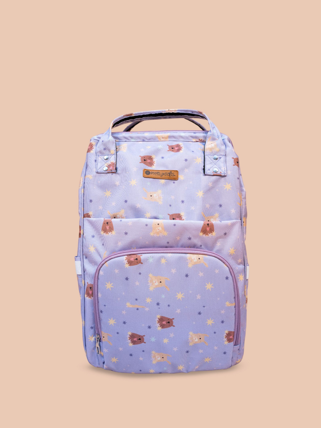 prettykrafts Unisex Diaper Bag Backpack, Large Capacity, Lavender Diaper Bag