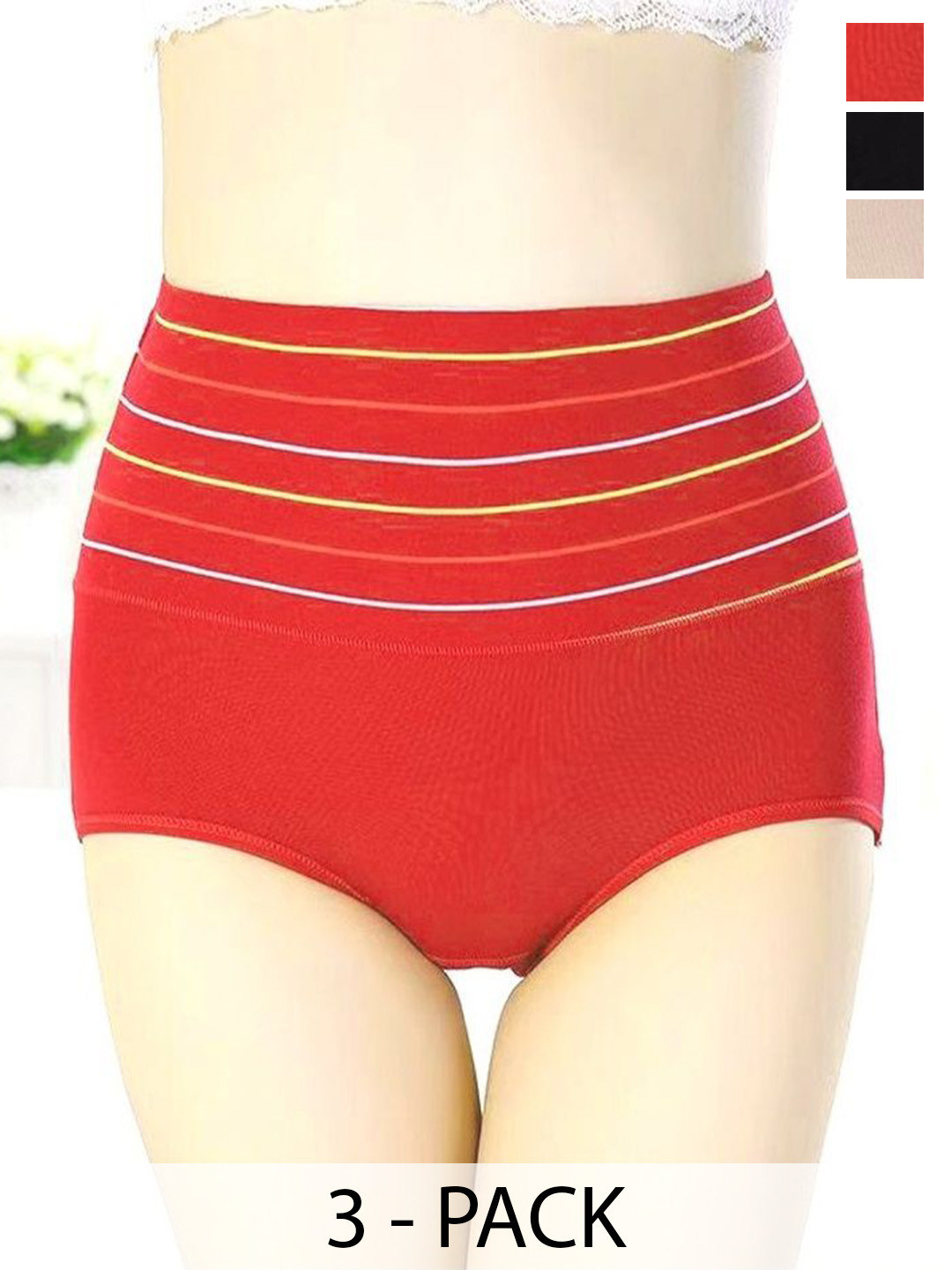 SHREE GANESH FASHION Pack of 3 High-Rise Hipster Briefs - 2076 PO3 BCR-M