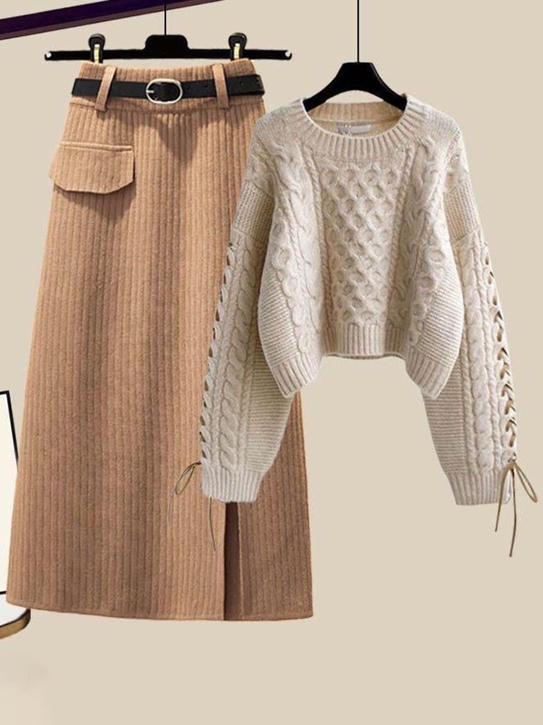 Miss Mosa By Akanksha  Women Beige Brielle Coord Set