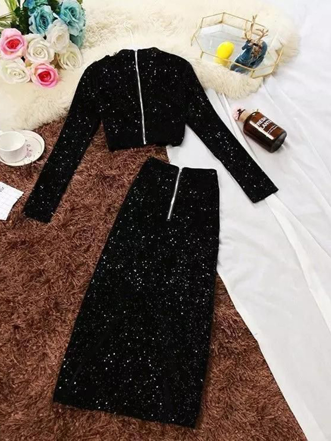 Miss Mosa By Akanksha  Women Black Blaiquey Turtle Neck Coordinates