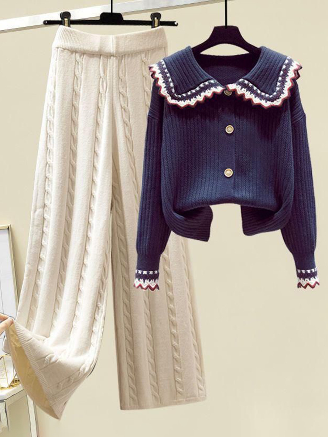 Miss Mosa By Akanksha  Women Blue Jamey Woolen Coord Set