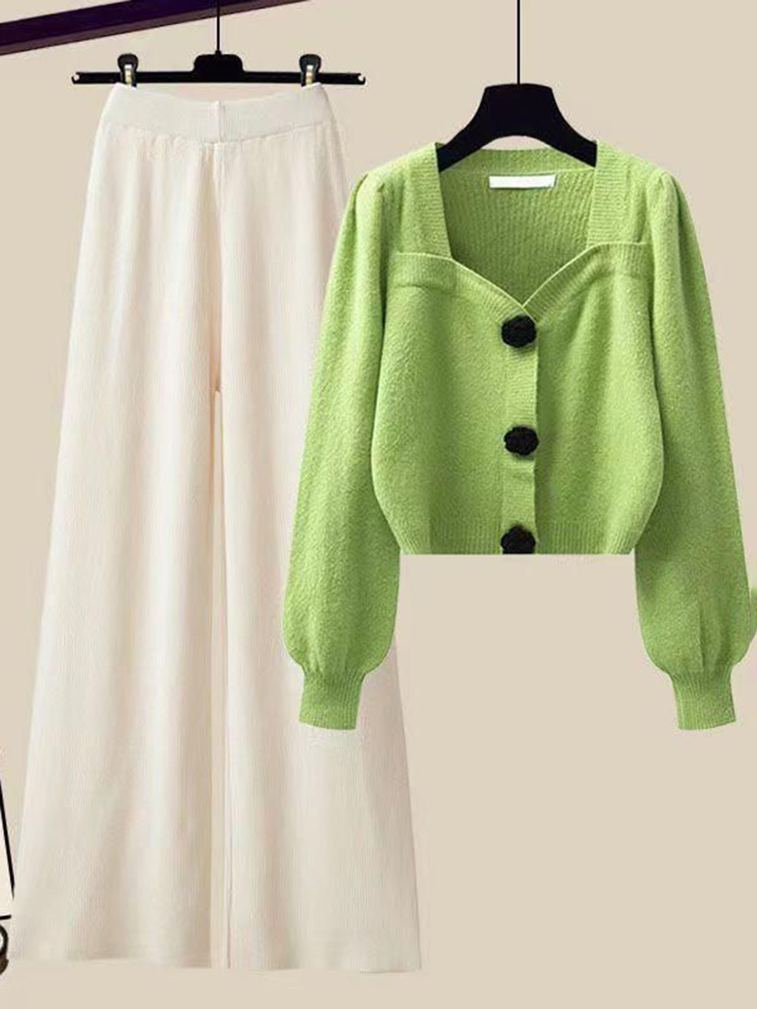 Miss Mosa By Akanksha  Women Green Jolene Woolen Coord Set