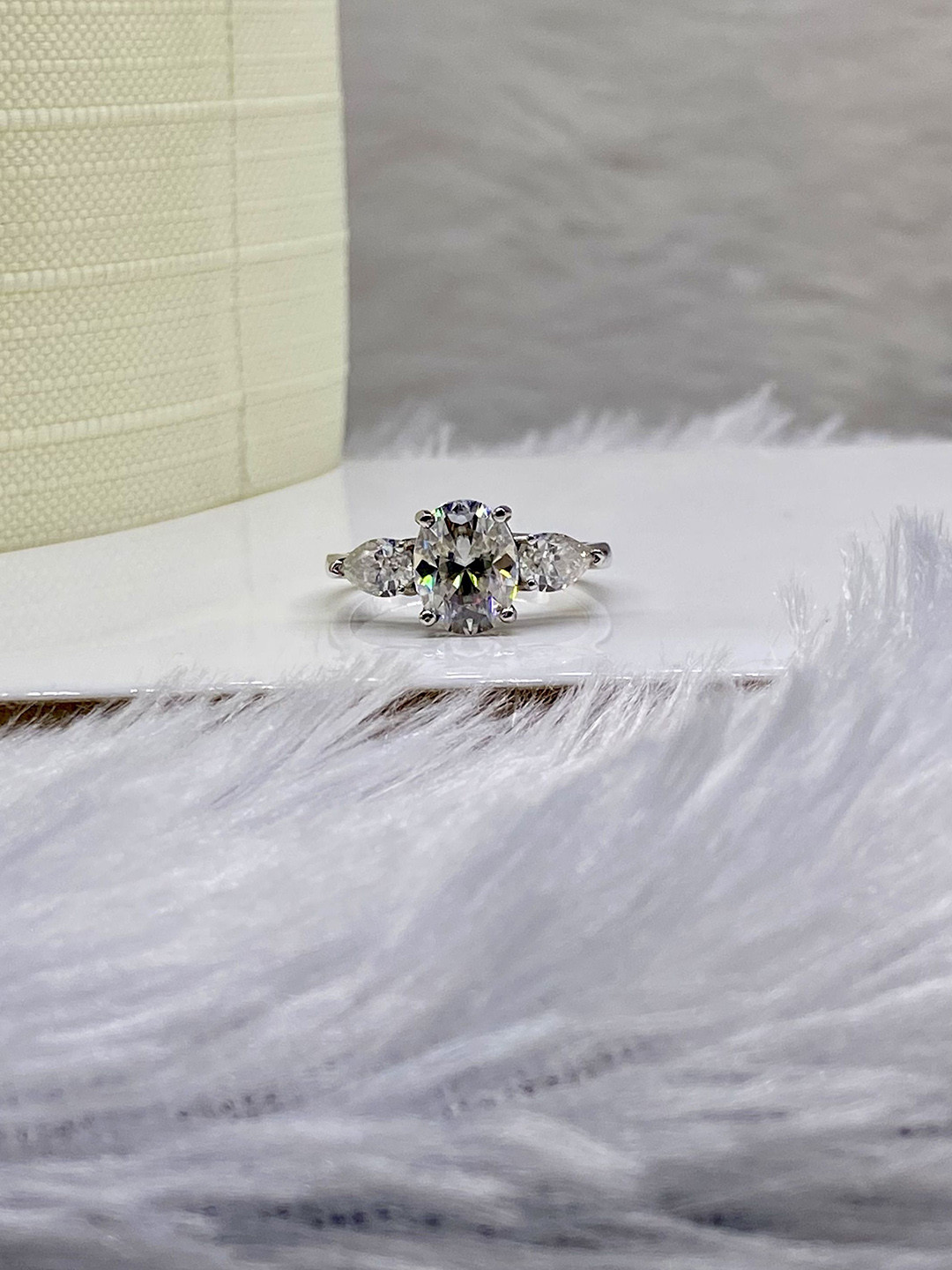 Cutiefy By Fiona diamonds Sterling Silver Plated Stone Studded Talindra Moissanite Ring