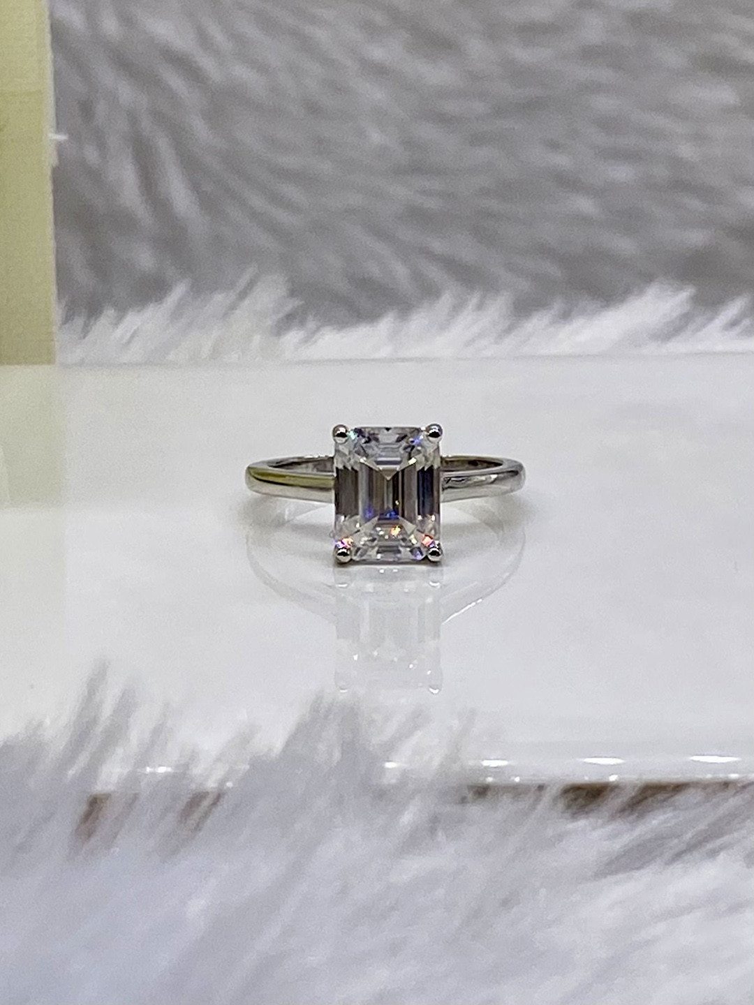 Cutiefy By Fiona diamonds Sterling Silver Plated Stone Studded Arlena Moissanite Ring