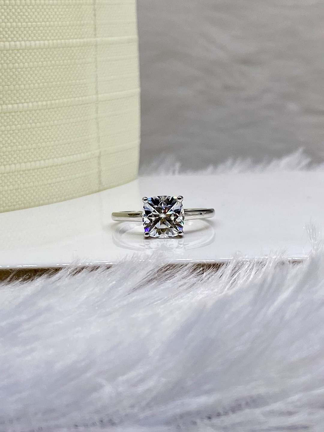 Cutiefy By Fiona diamonds Rosella Moissanite 925 Sterling Silver-Plated Stone-Studded Ring