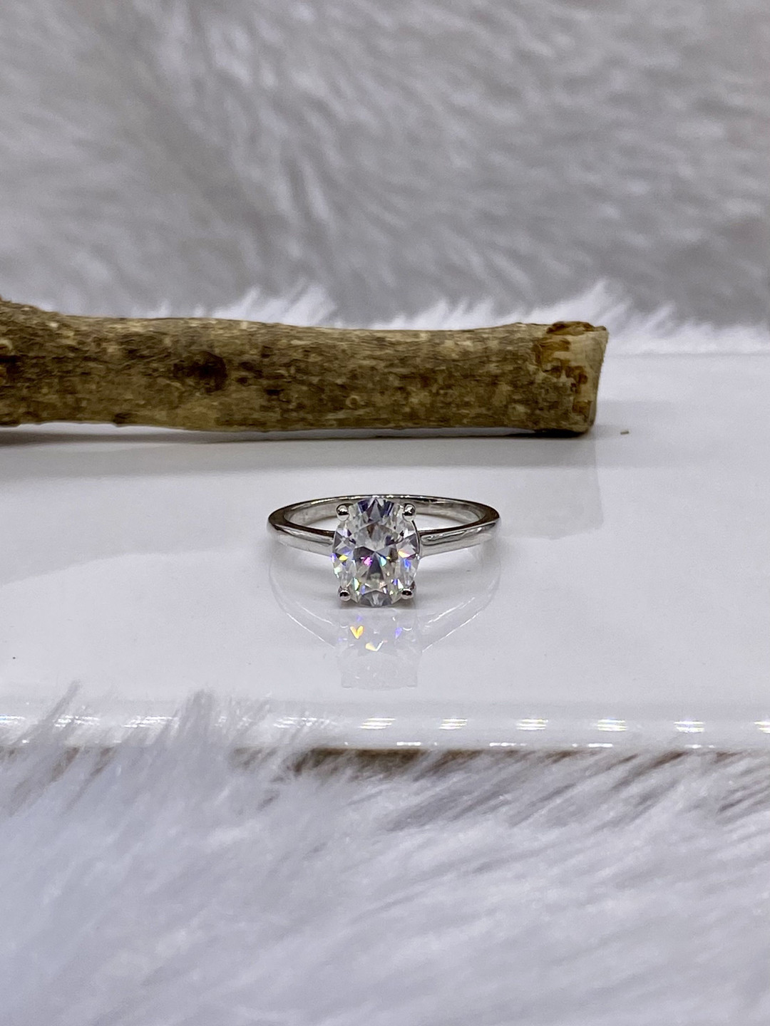 Cutiefy By Fiona diamonds Esmira Moissanite 925 Sterling Silver-Plated Stone-Studded Ring