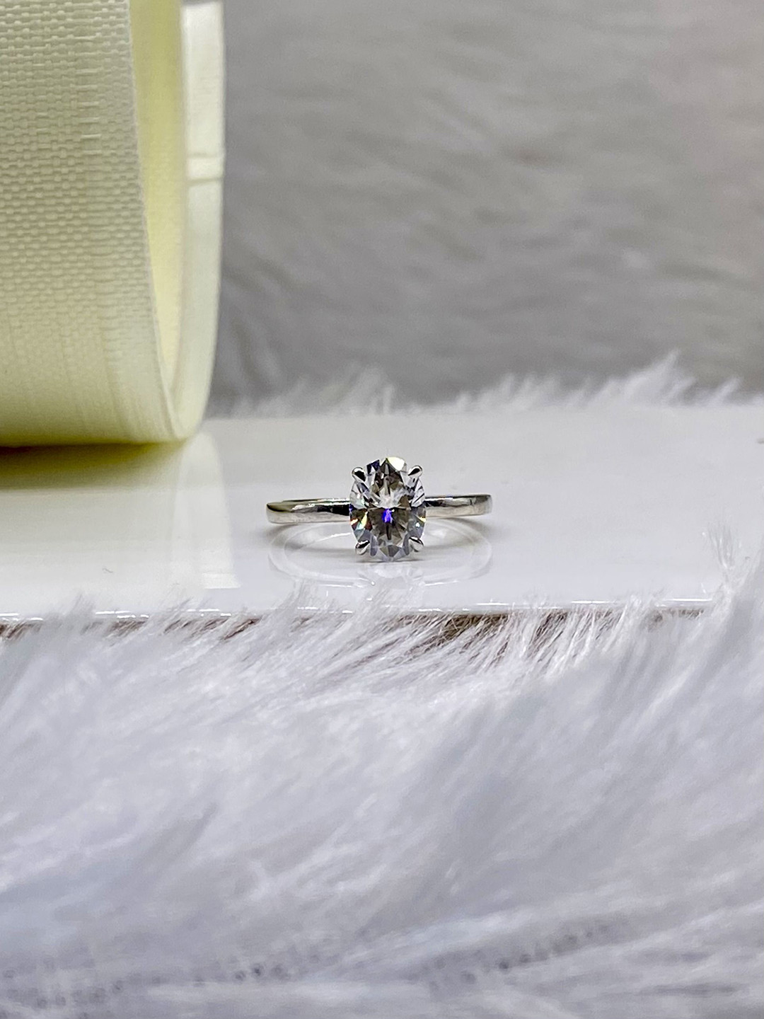 Cutiefy By Fiona diamonds Meliora Moissanite 925 Sterling Silver-Plated Stone-Studded Ring