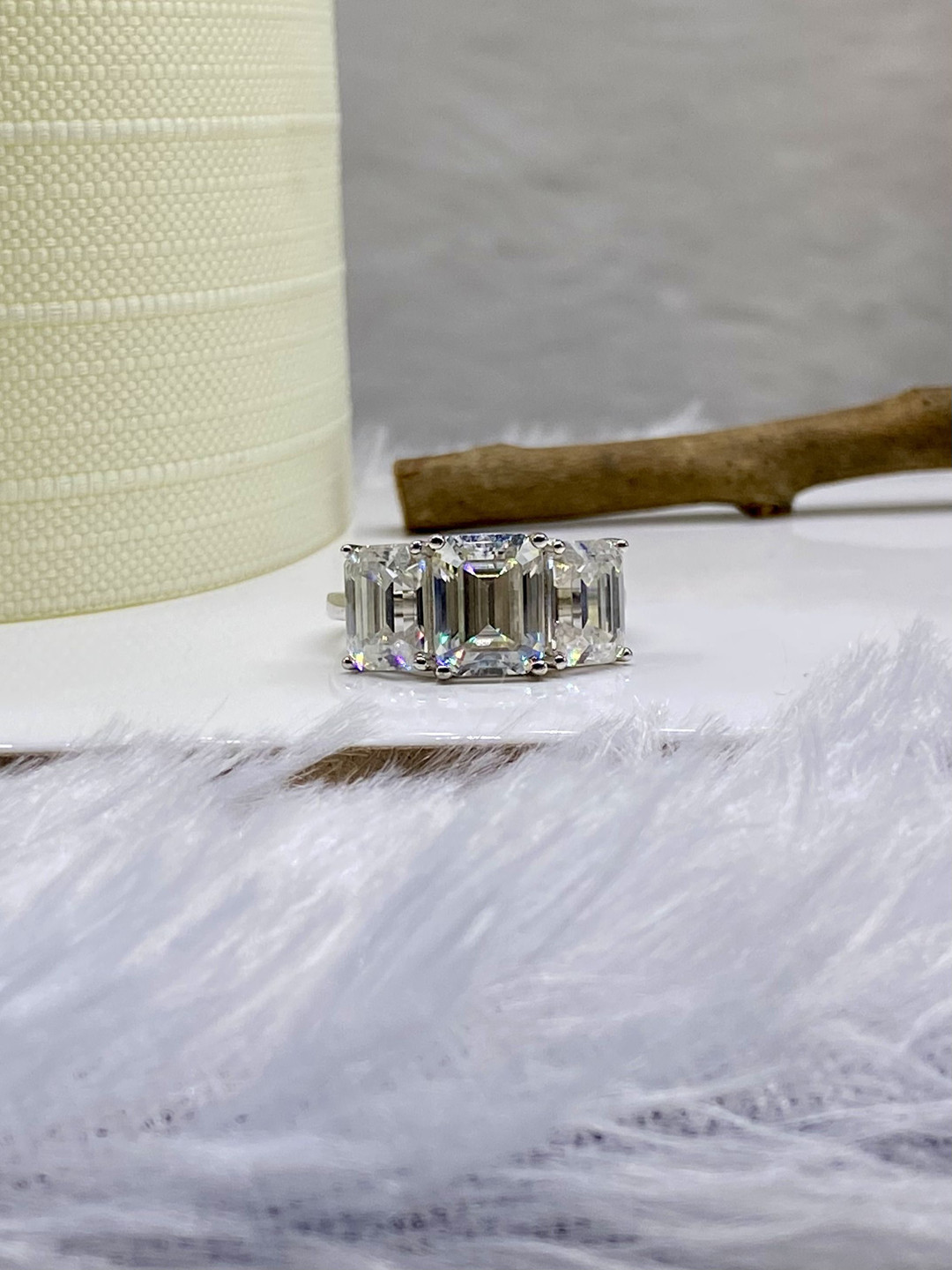 Cutiefy By Fiona diamonds Fiorina Moissanite 925 Sterling Silver-Plated Stone-Studded Ring