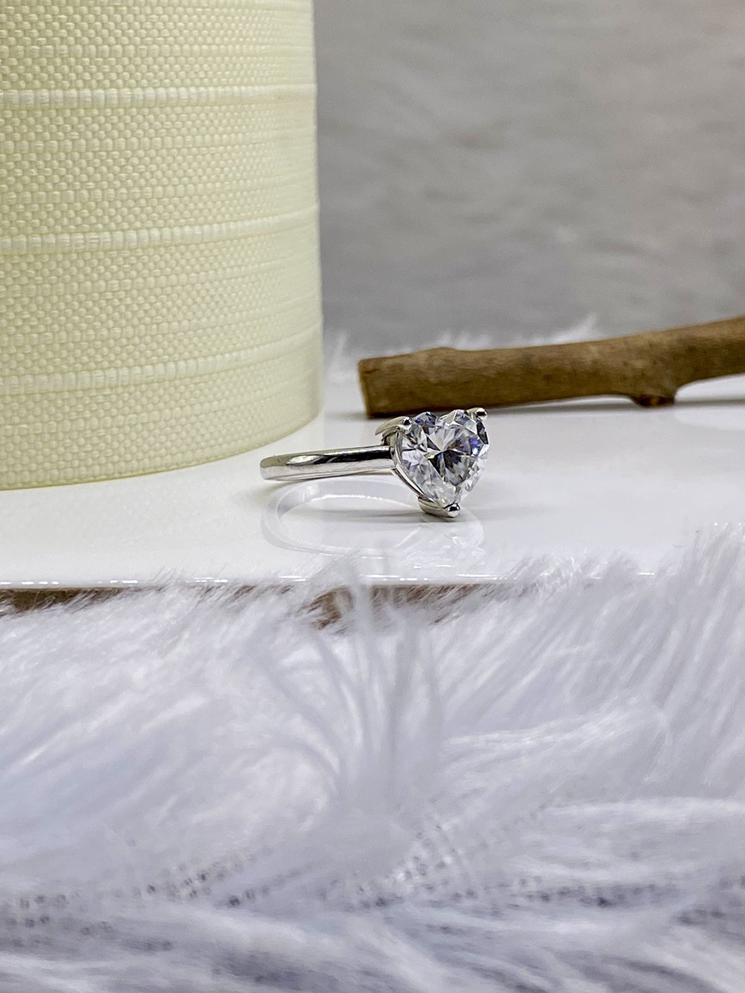 Cutiefy By Fiona diamonds Jolisse Moissanite 925 Sterling Silver-Plated Stone-Studded Ring