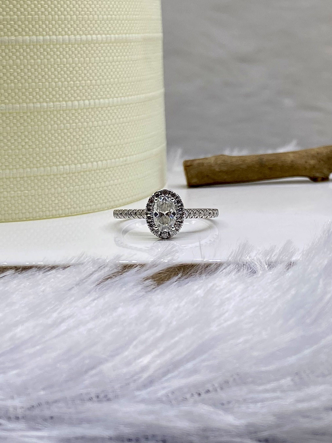 Cutiefy By Fiona diamonds Bryndis Moissanite 925 Sterling Silver-Plated Stone-Studded Ring