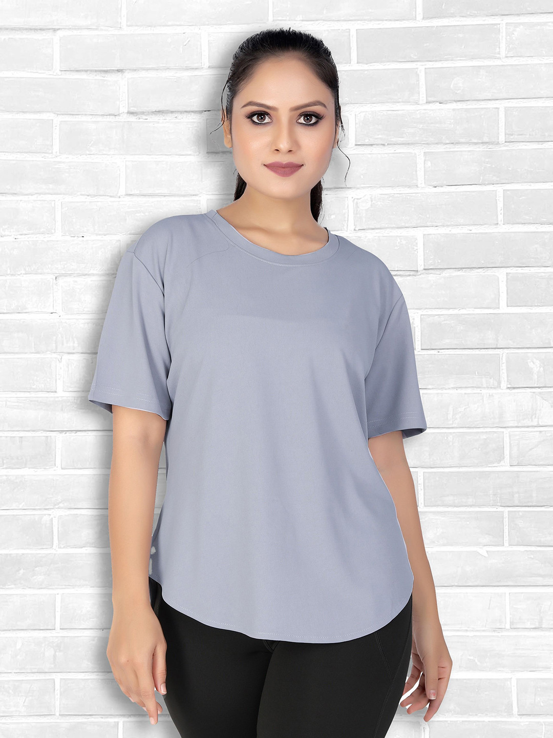 MYO2 Women Solid Round Neck T-shirt