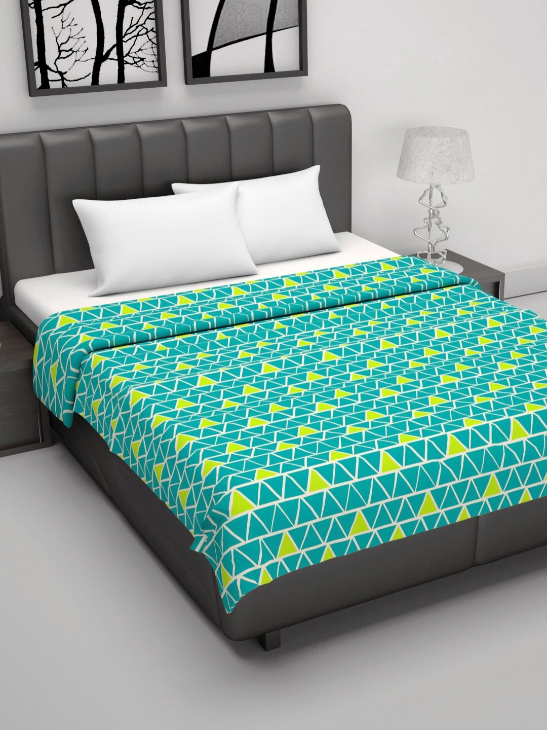 Divine Casa Luxur Green Geometric Printed AC Room Reversible 120 GSM Double Bed Dohar