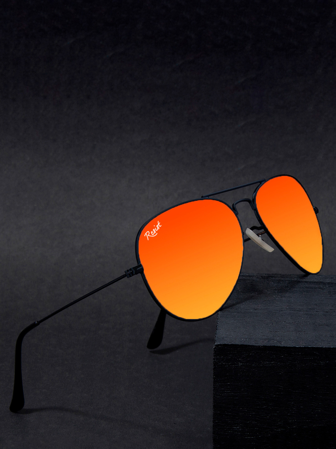 RESIST EYEWEAR Unisex UV Protected Lens Aviator Sunglass AIRCRAFTS BLACK OREANGE REVO 2