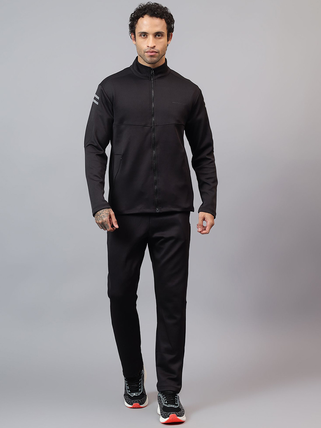 VECTOR X Men Mock Collar Brand Logo Printed Tracksuit