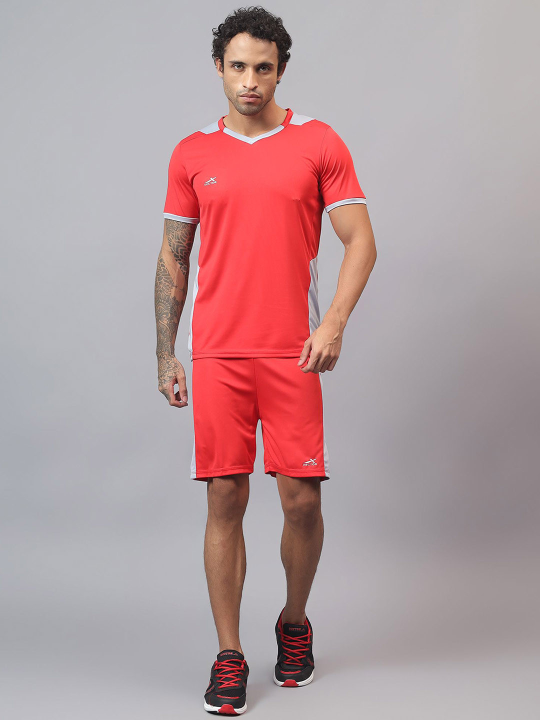 VECTOR X V Neck T-Shirt With Shorts Co-Ords