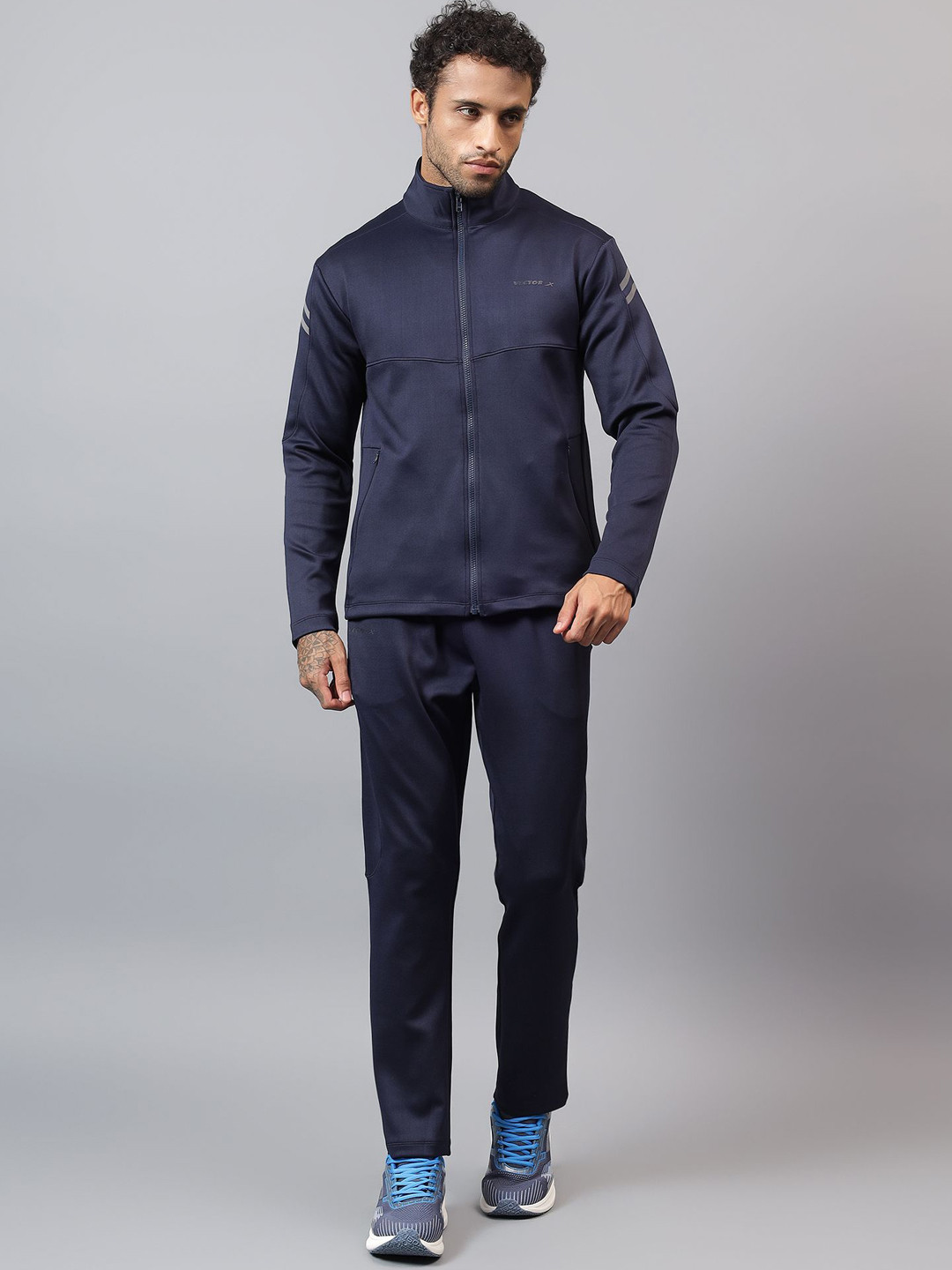 VECTOR X Men Mock Collar Brand Logo Printed Tracksuit