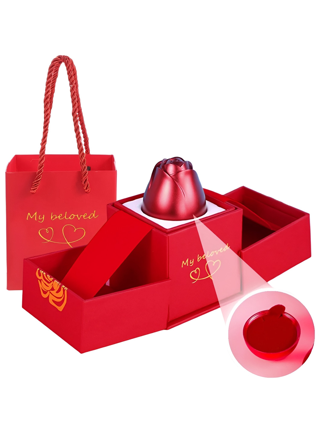 Ascension Red & White Flower Ring Box Gift Set