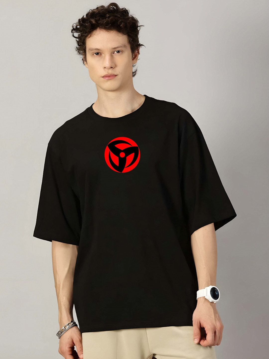 KAIDO Men Graphic Printed Round Neck Pure Cotton Relaxed Fit T-shirt