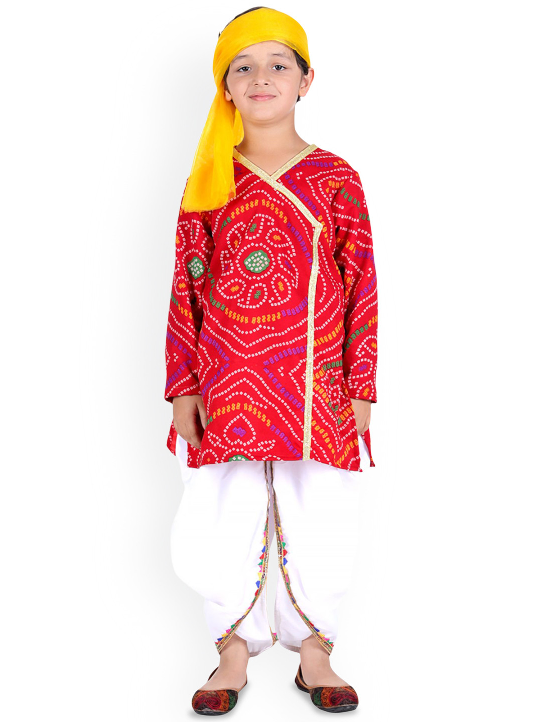 Itsmycostume Bandhani Printed Pure Cotton Kurta And Dhoti Pants Rajsthani Costume