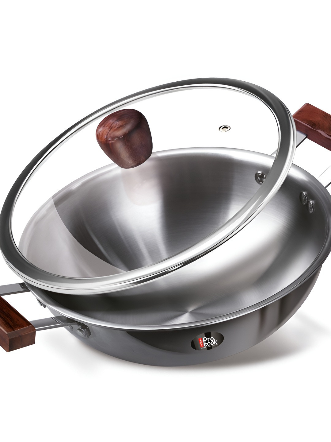 Milton Silver-Toned Pro cook Tech Induction Stainless Steel Kadhai with Glass Lid 28 cm