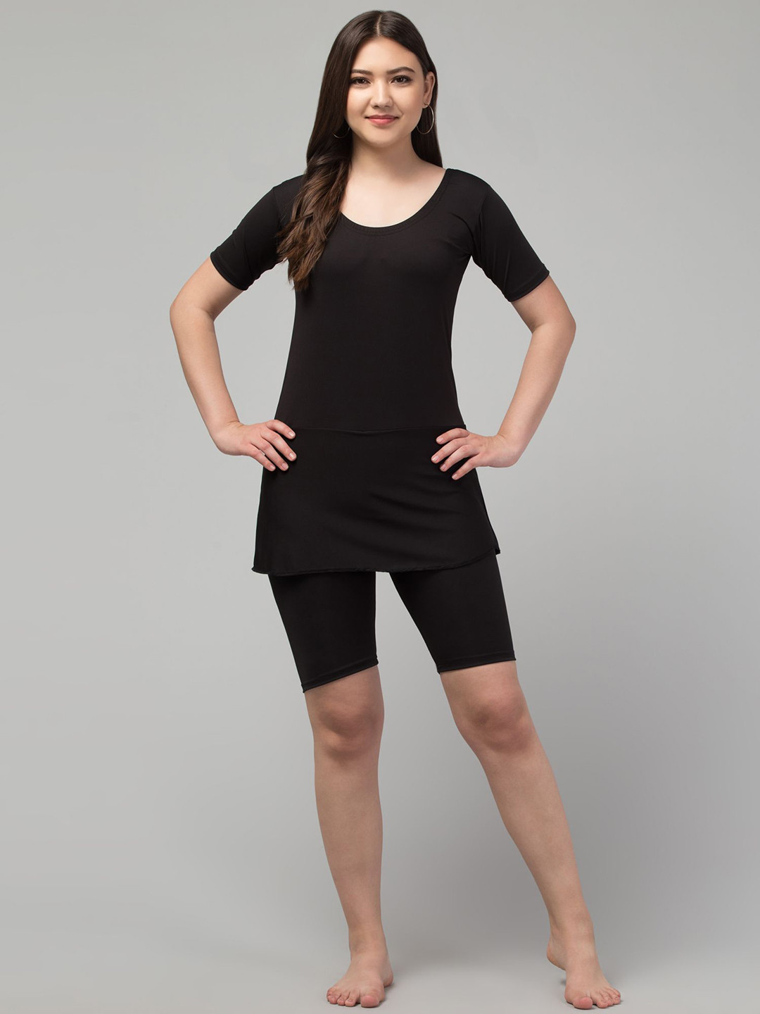 HIRRUX Women Swimming Dress With Attached Shorts