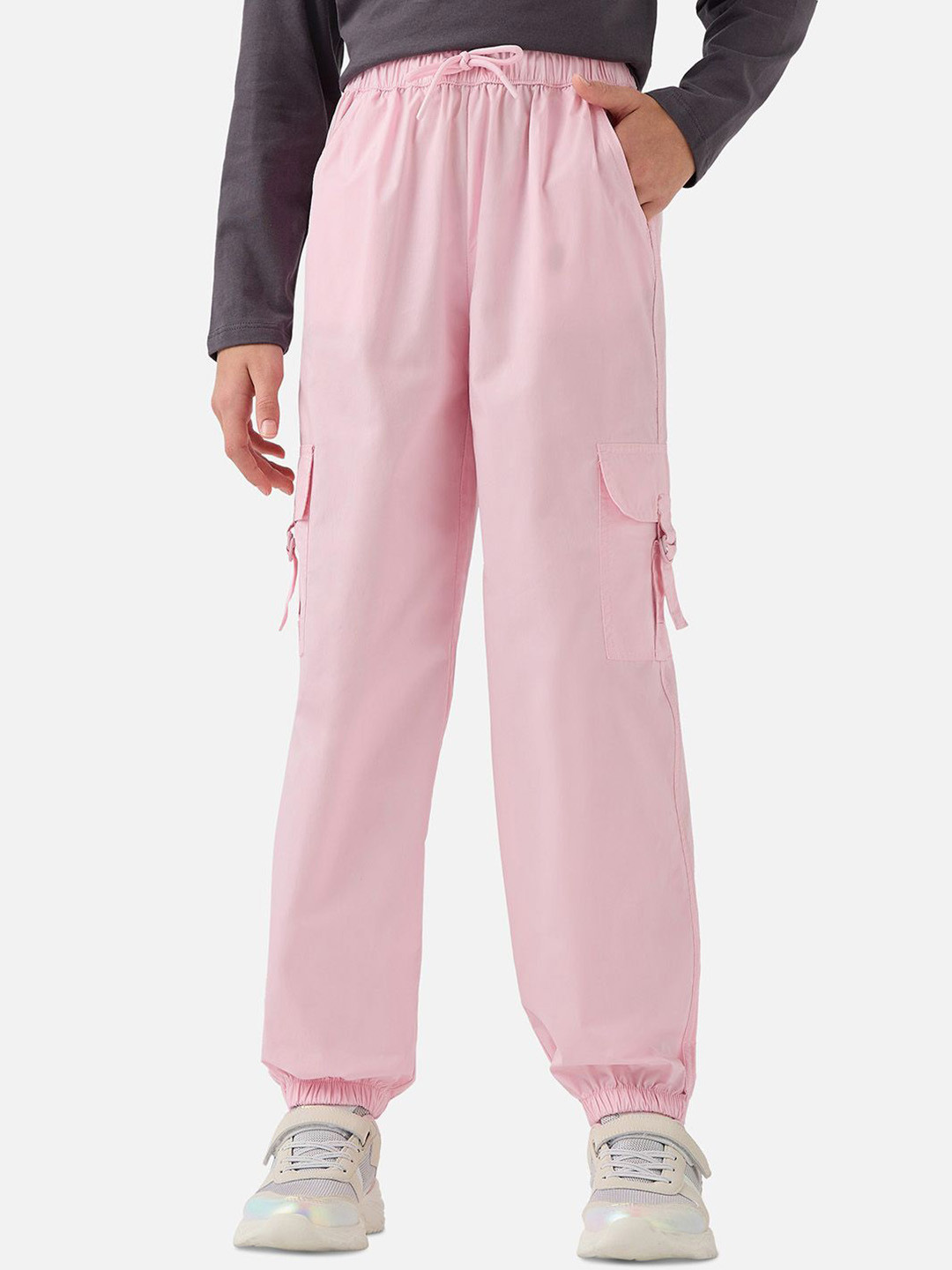 Juniors by Babyshop Girls Wrinkle Free Regular Fit Mid-Rise Cotton Joggers