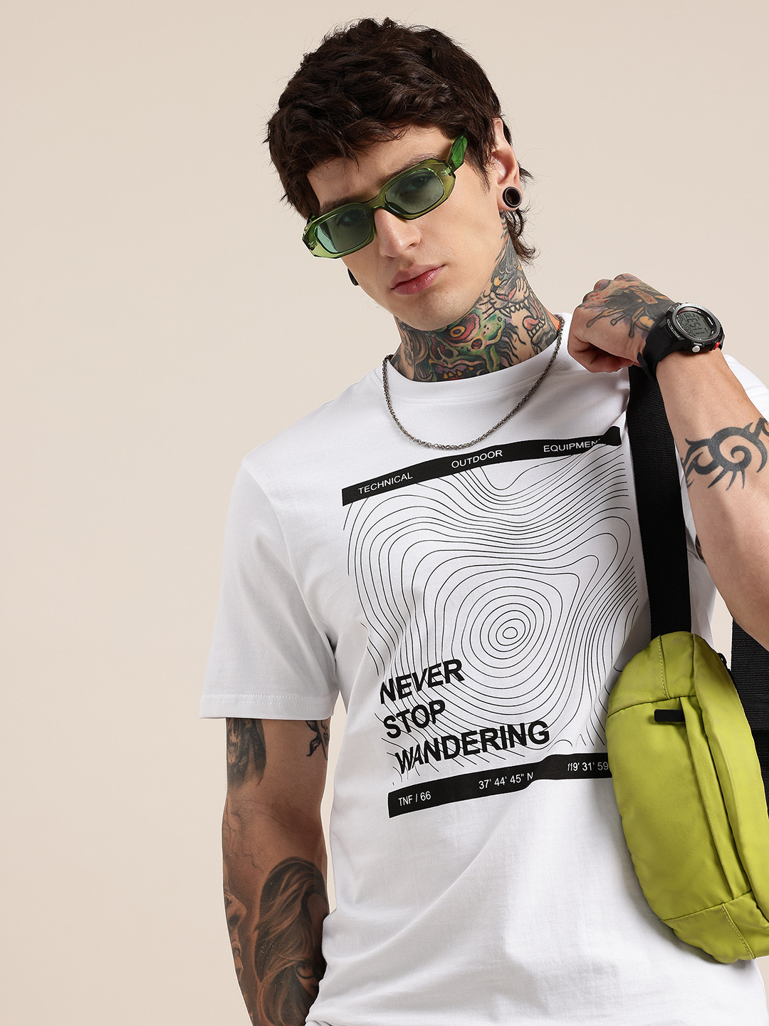 HERE&NOW Pure Cotton Graphic Printed T-shirt