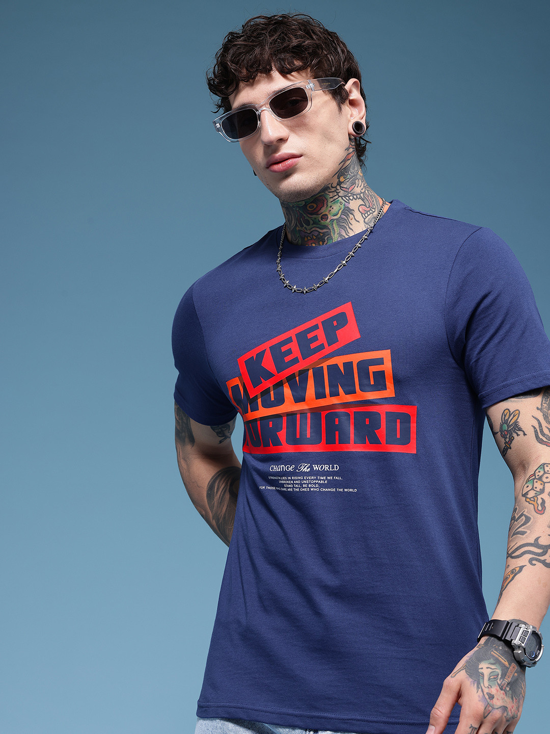 HERE&NOW Typography Printed Pure Cotton T-shirt