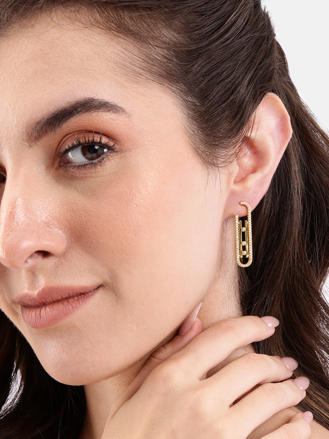 DressBerry Stone Studed Drop Earrings