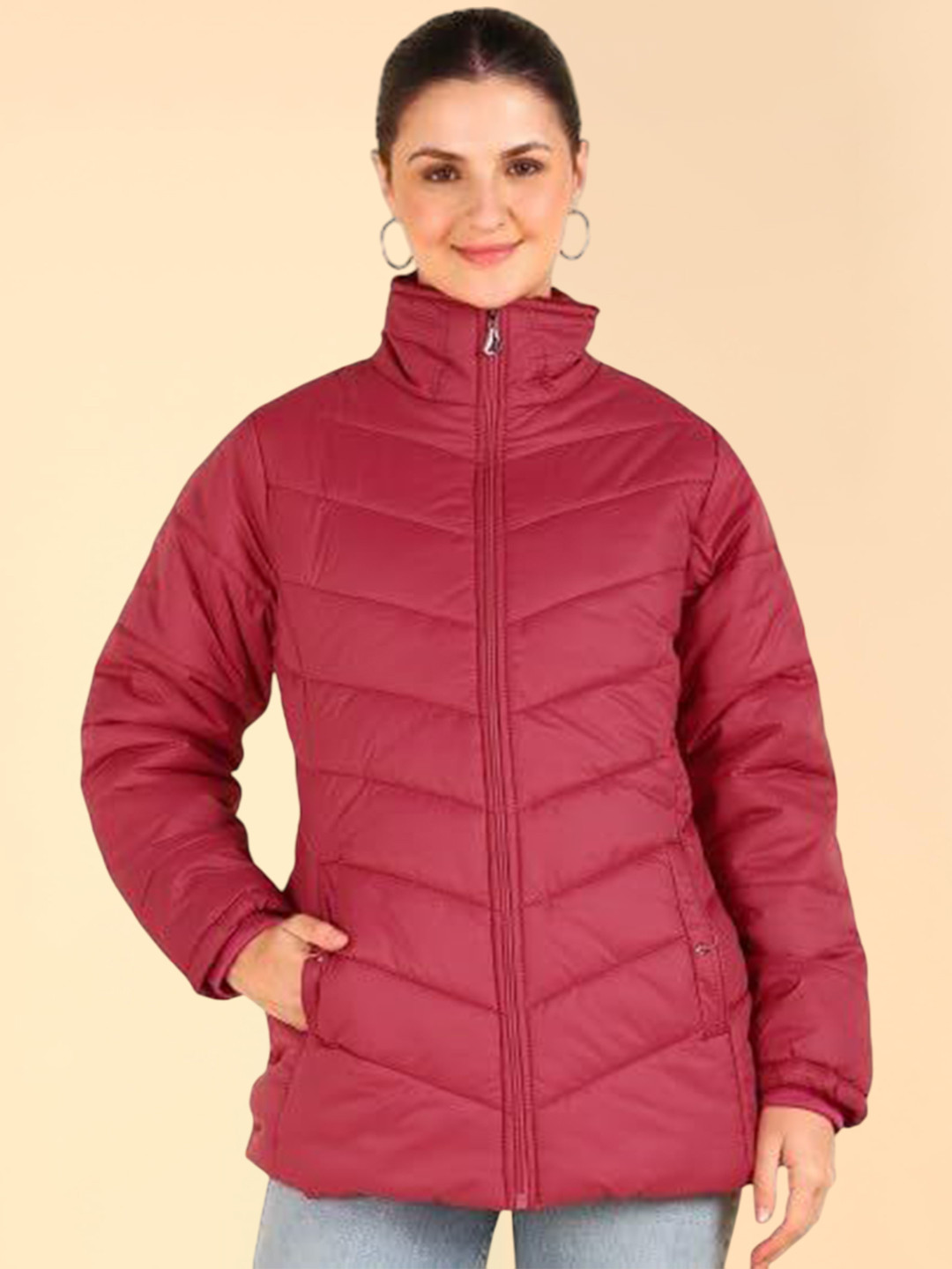 ELLIPSE Women Hip Length Mock Collar Puffer Jacket