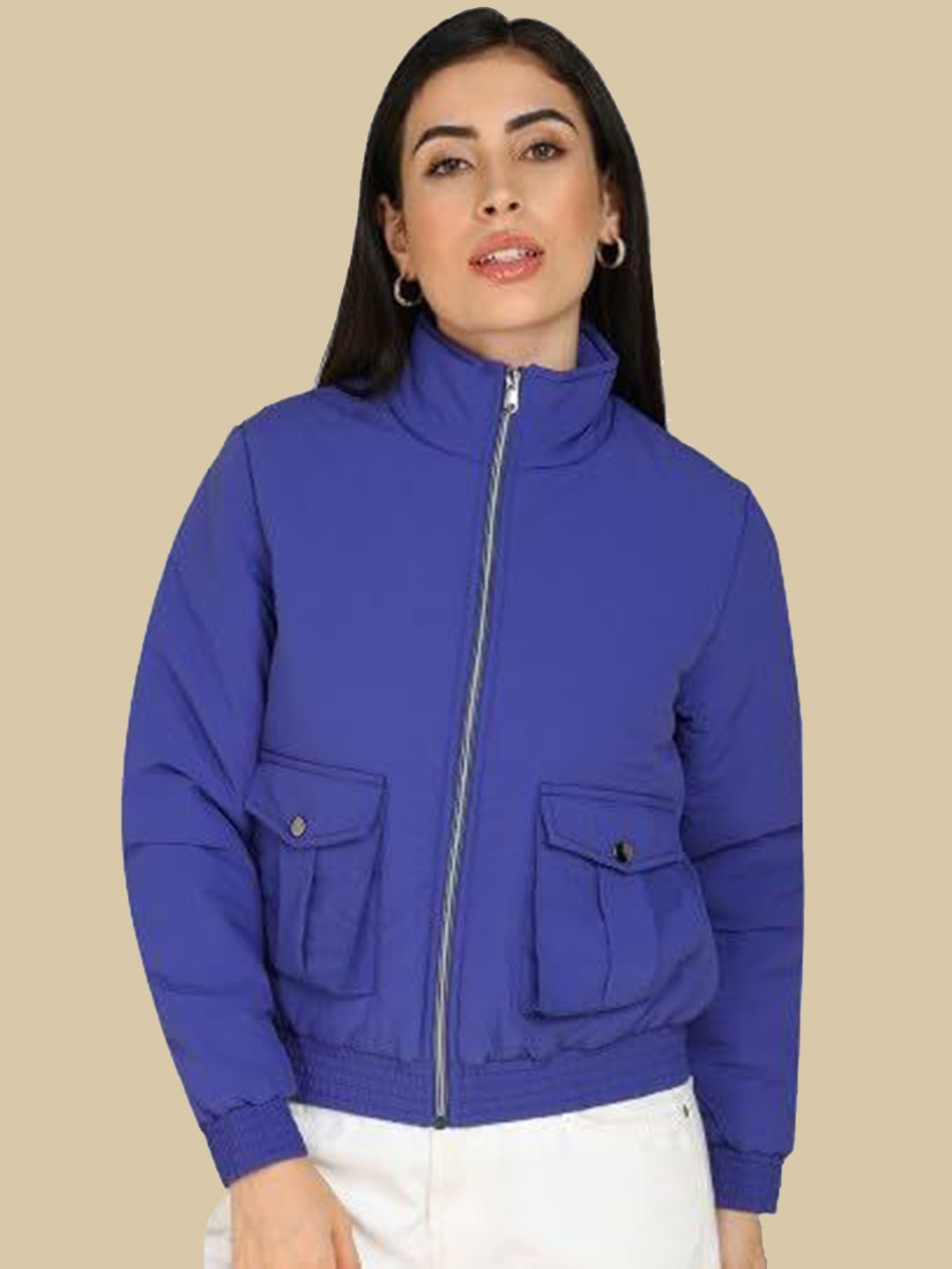 ELLIPSE Women Mock Collar Bomber Jacket