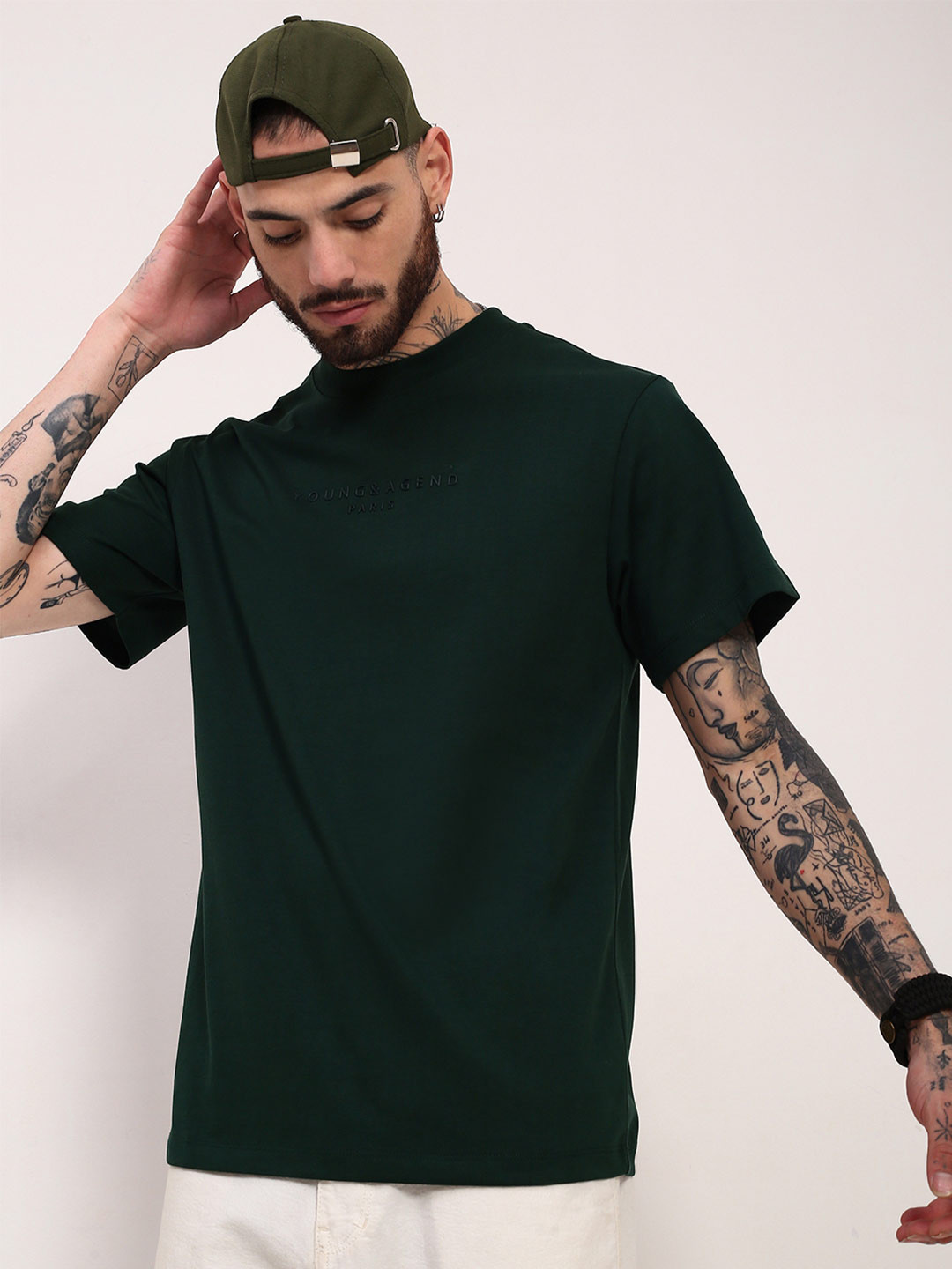 SHOWOFF Men Typigraphy Embosed Cotton T-shirt